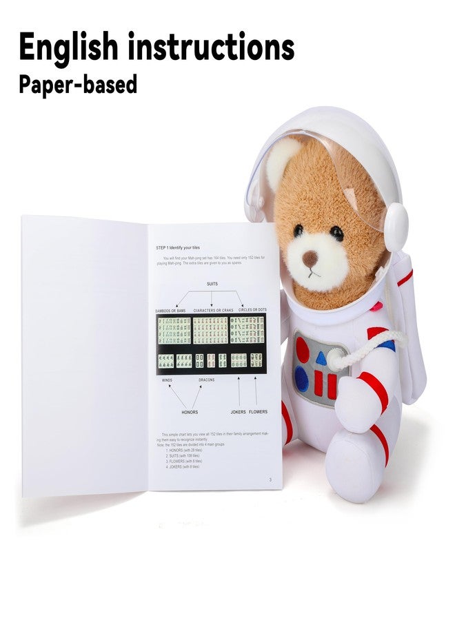 دريزل مجموعة ما جونغ أمريكية صغيرة للسفر من دريزل - 166 قطعة بيضاء، تتضمن قطع الجوكر، مصنوعة من مادة الميلامين البيضاء مقاس 0.8 بوصة - مع رفوف، تعليمات، وحقيبة على شكل باندا، وزنها 2.20 رطل. - Image 3